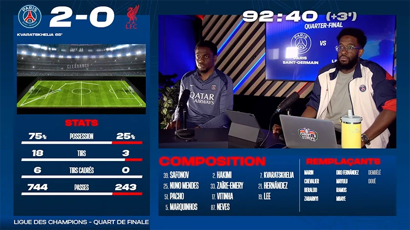 PSG - live commentary avec stats Opta