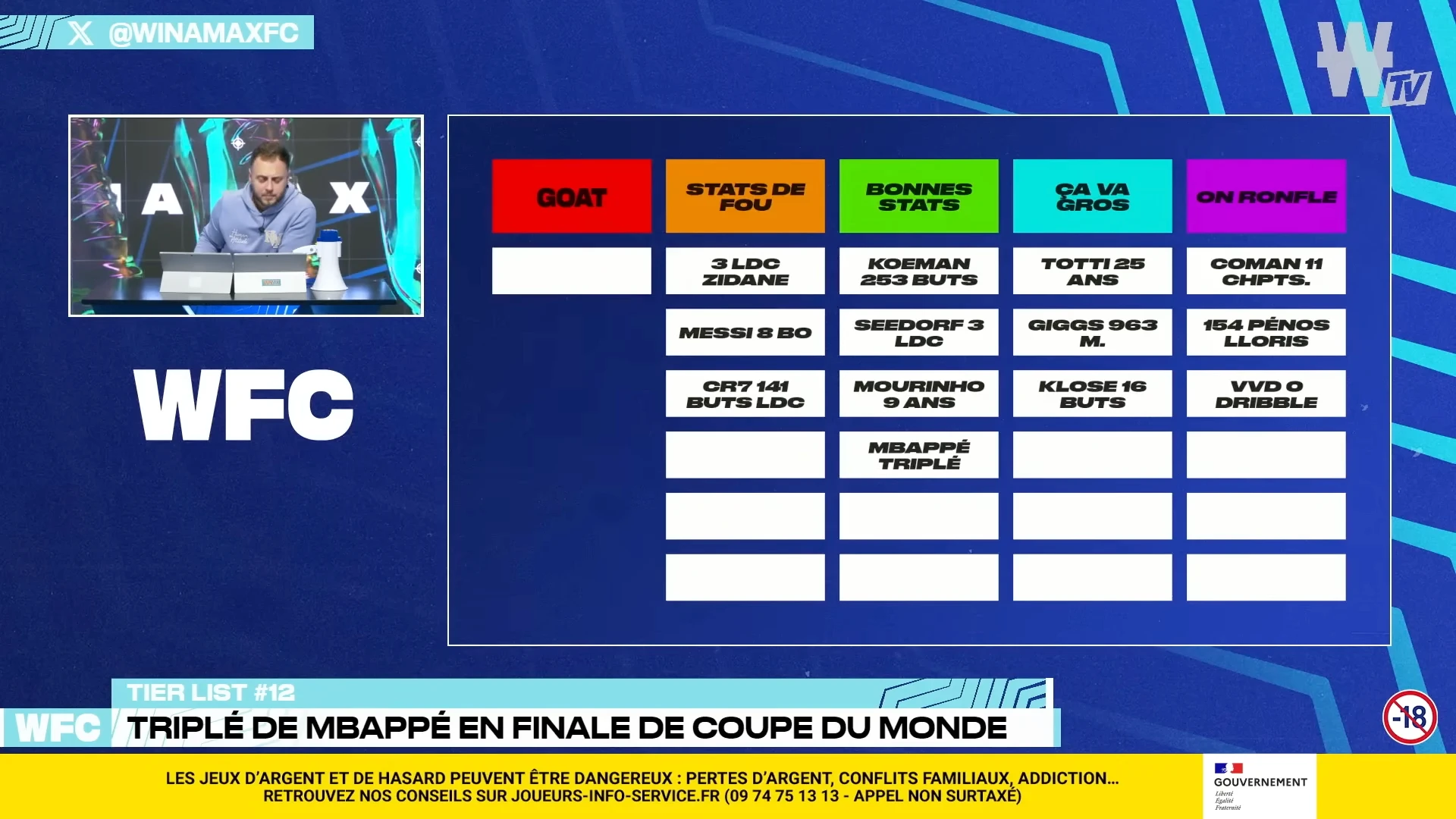 Winamax TV - écran live foot avec score, stats et commentaires